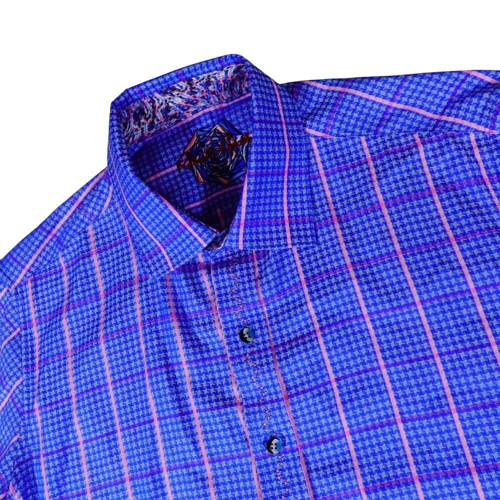 Robert Graham Flip Cuff Embroidered Striped Button Up Shirt Flip Cuff Mens Large